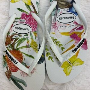 Havaianas Women's Floral Flip Flop Slipper Sandal sz 7/8 US NWT